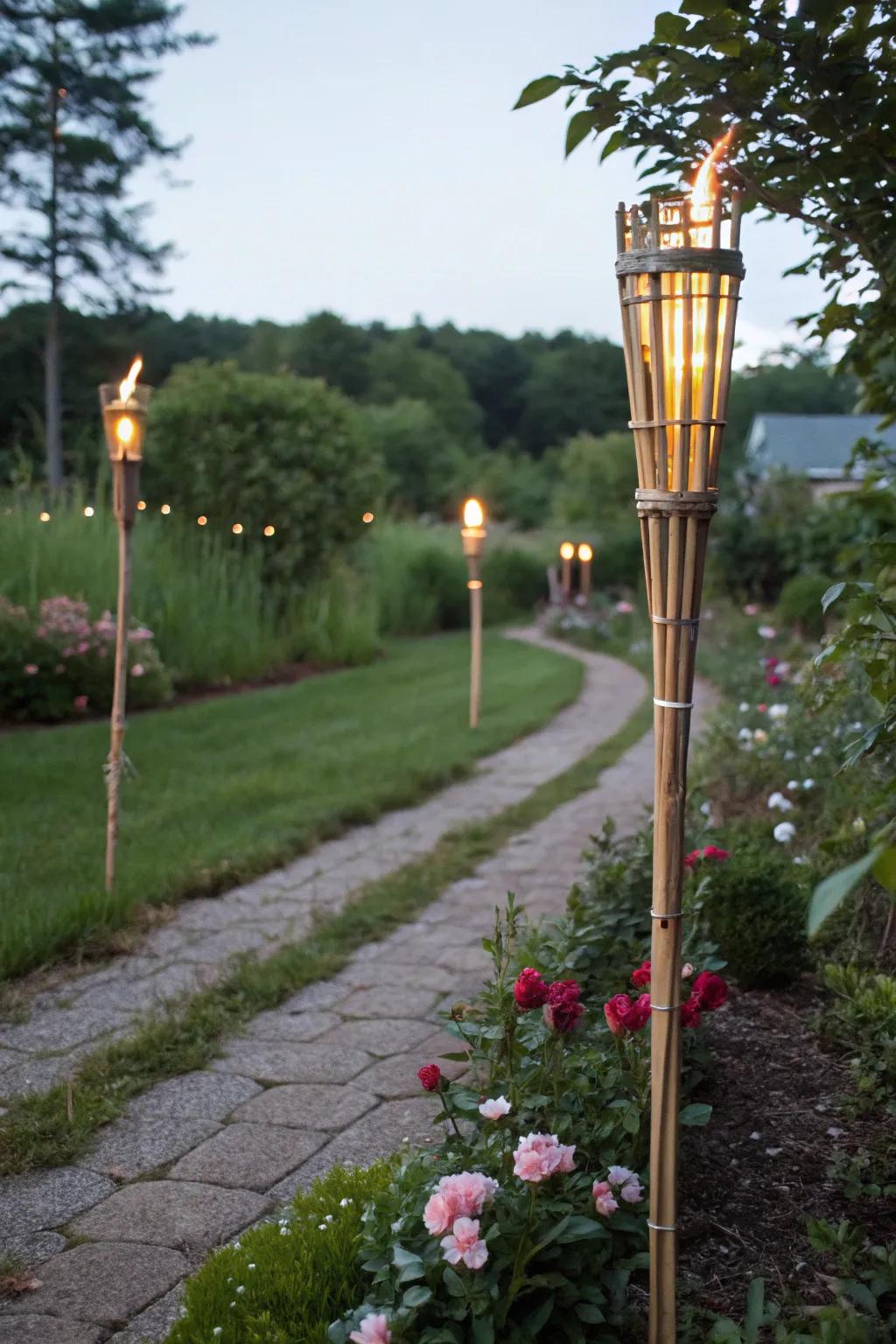 Produce eco-conscious flame poles utilizing plant fiber.