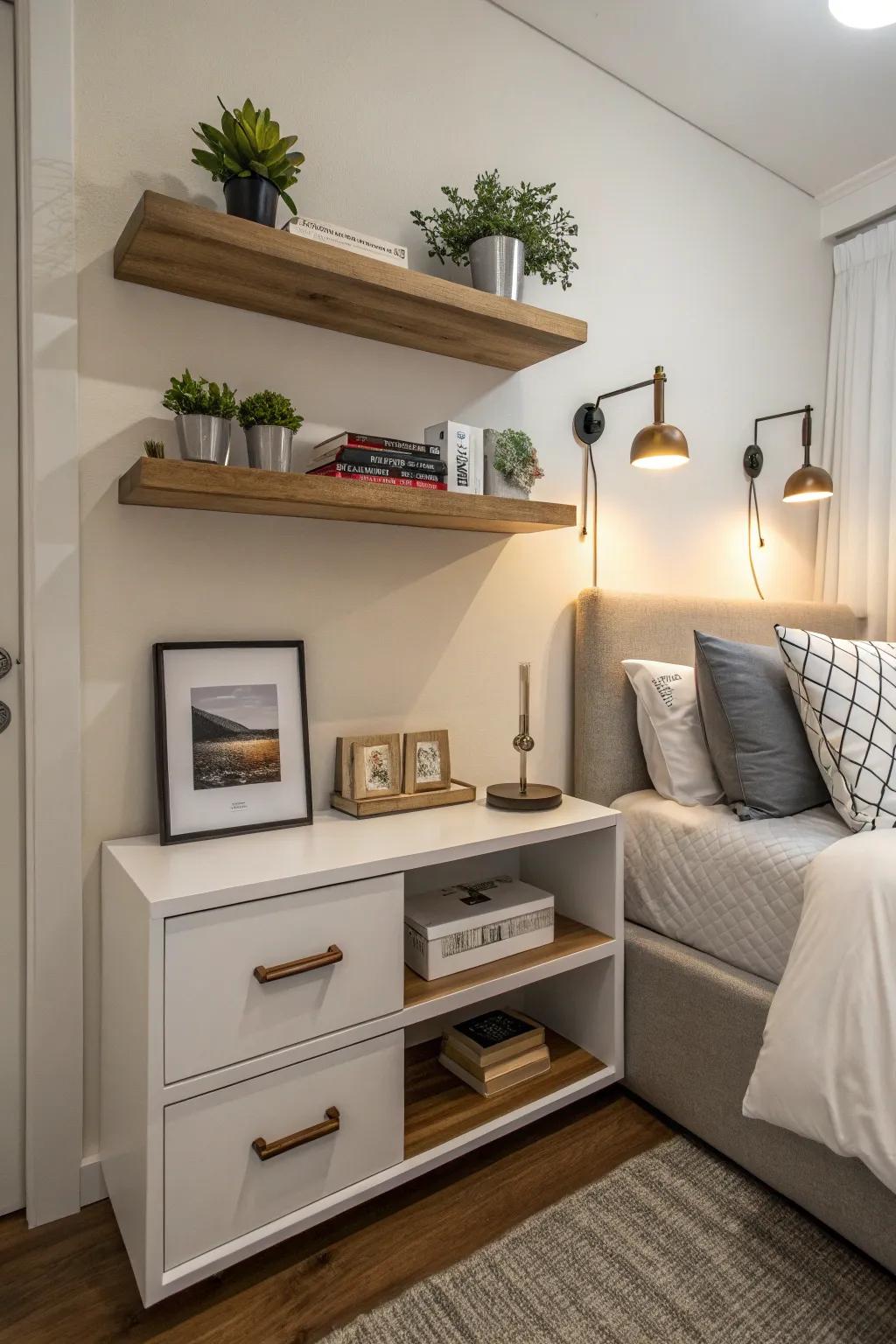 Floating designs offer style and how useful they are in small spaces.