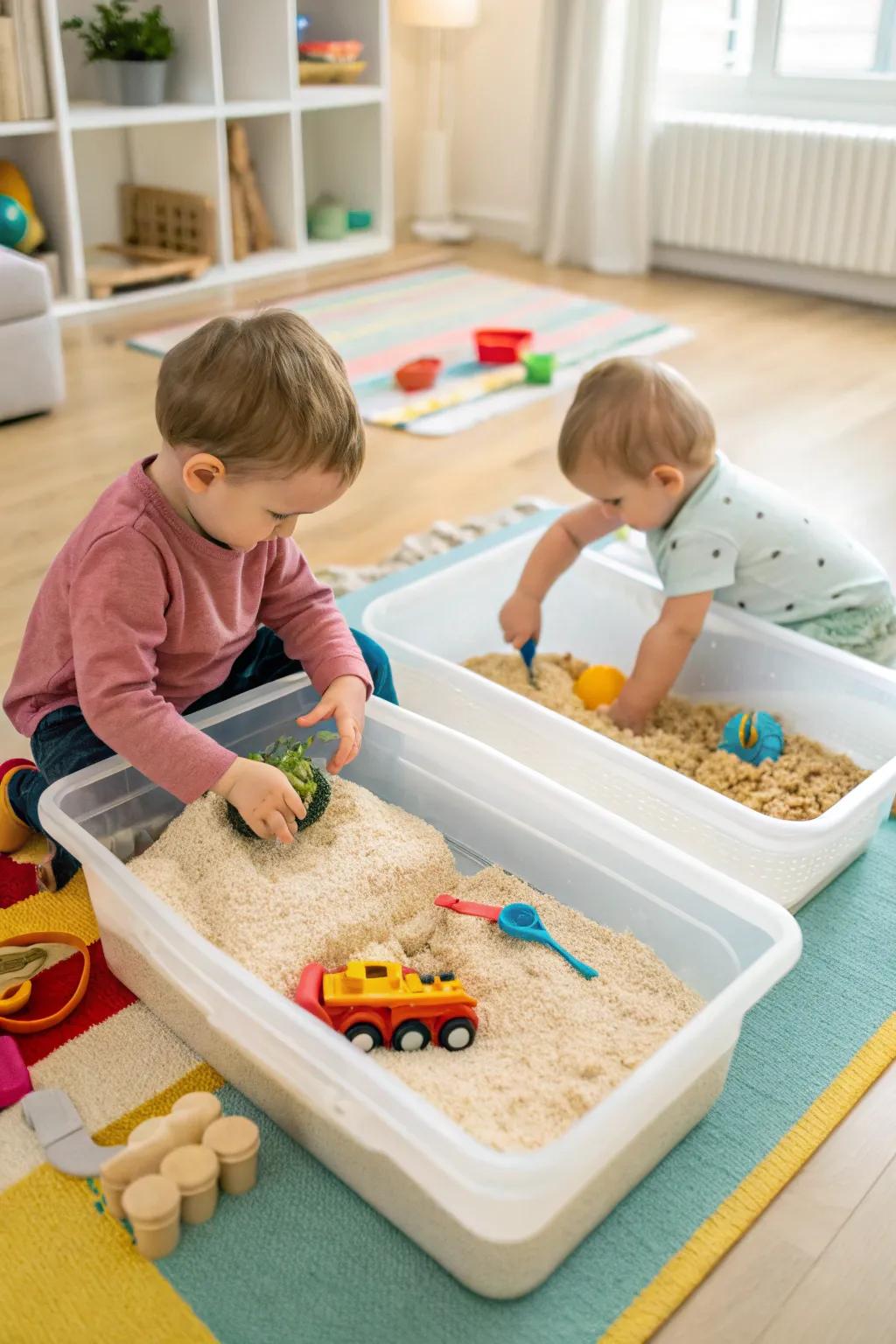 Dive into tactile exploration with sensory boxes.