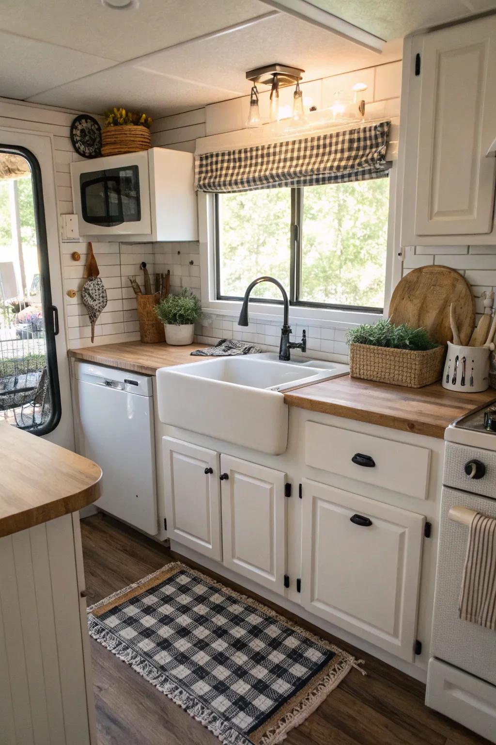 A deep basin sink brings rustic charm and practicality.