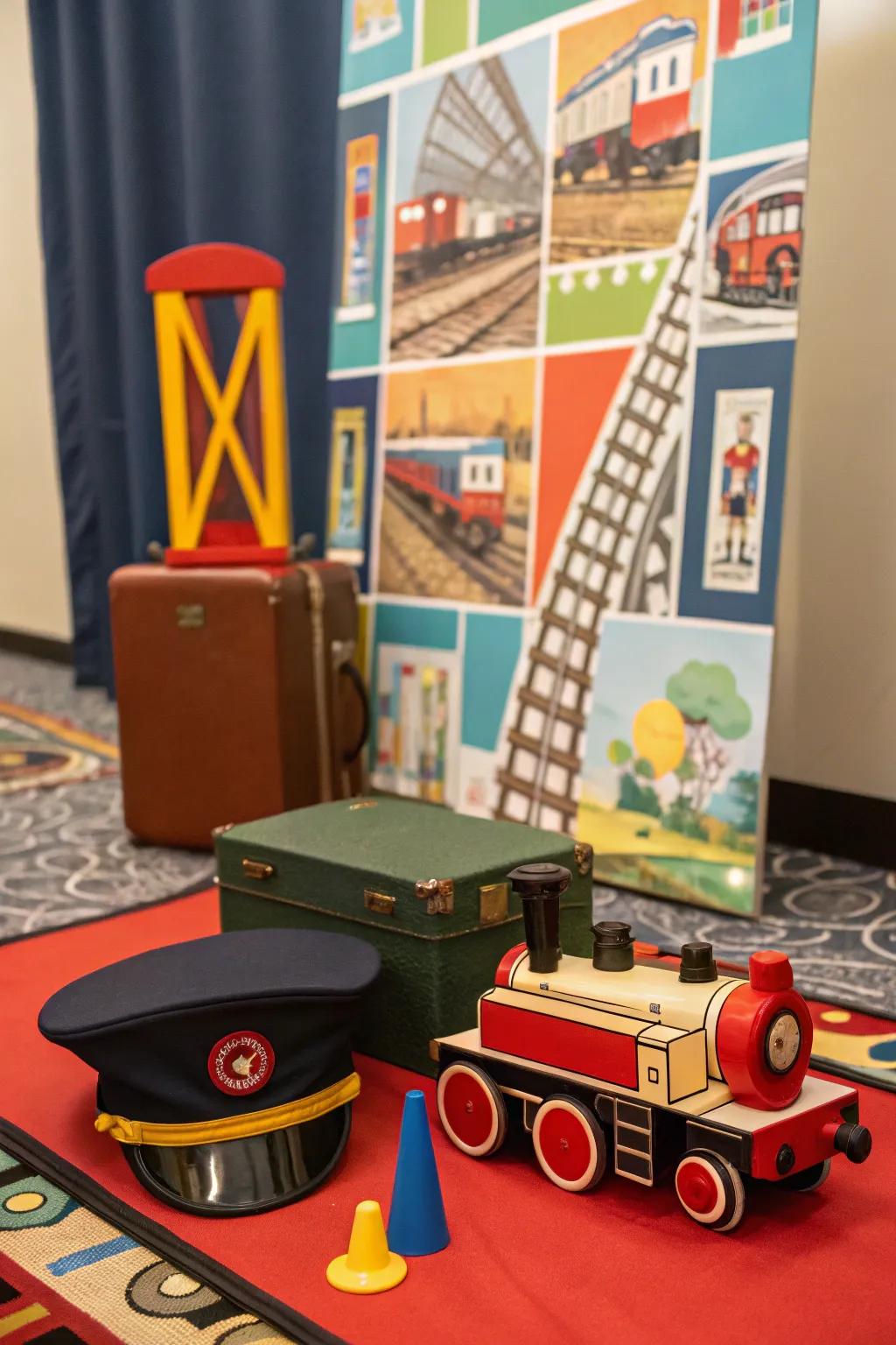 A snapshot booth featuring railroad props for unforgettable moments.