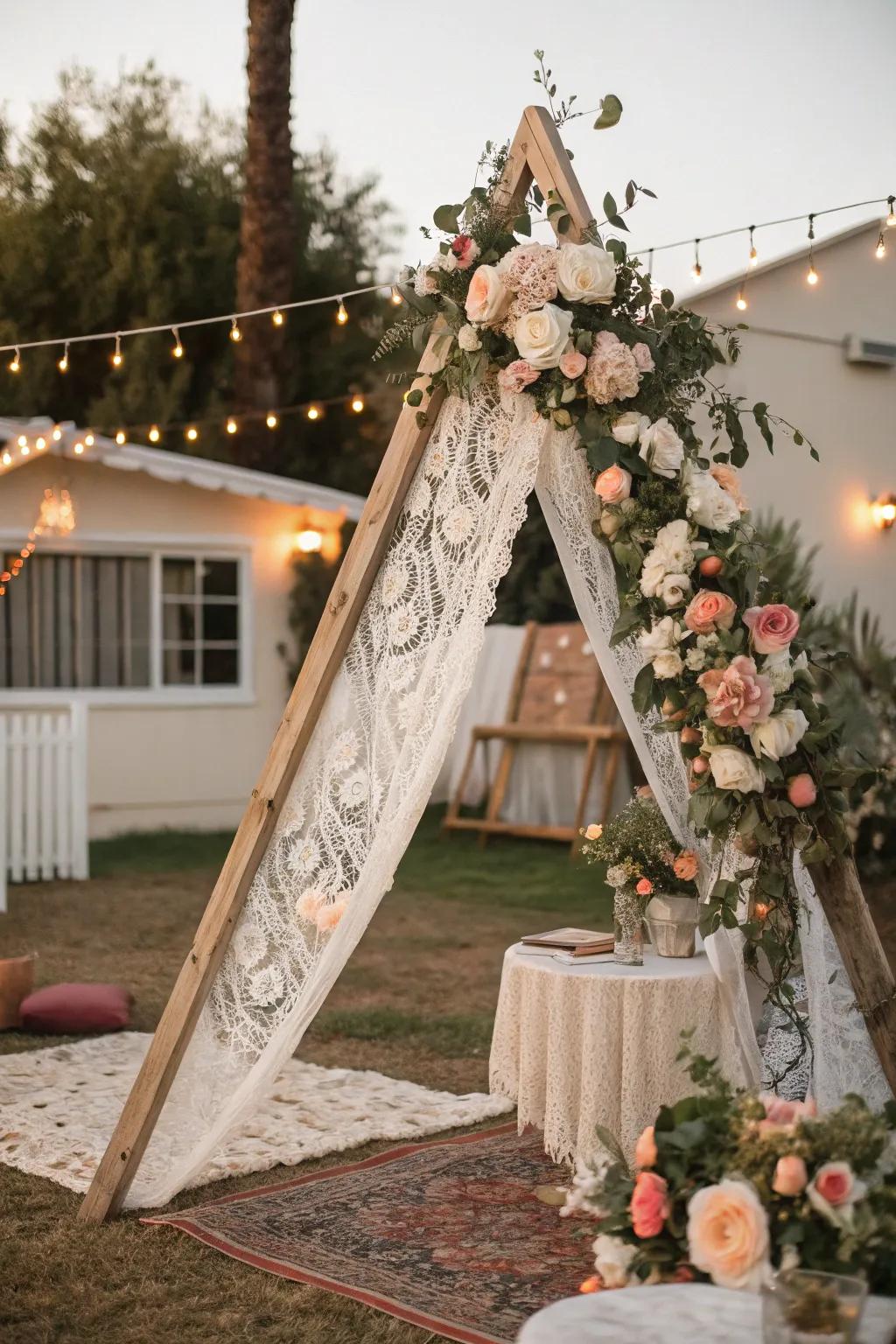 A vintage triangle arch that evokes a sense of nostalgia and elegance.