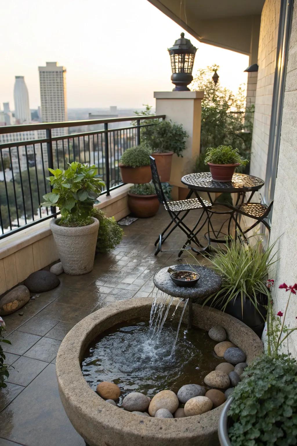 Introduce a water feature for calming sounds and added tranquility.