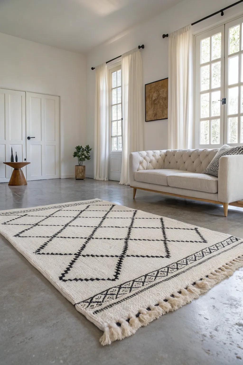 Monochrome patterns provide a sleek and contemporary touch.