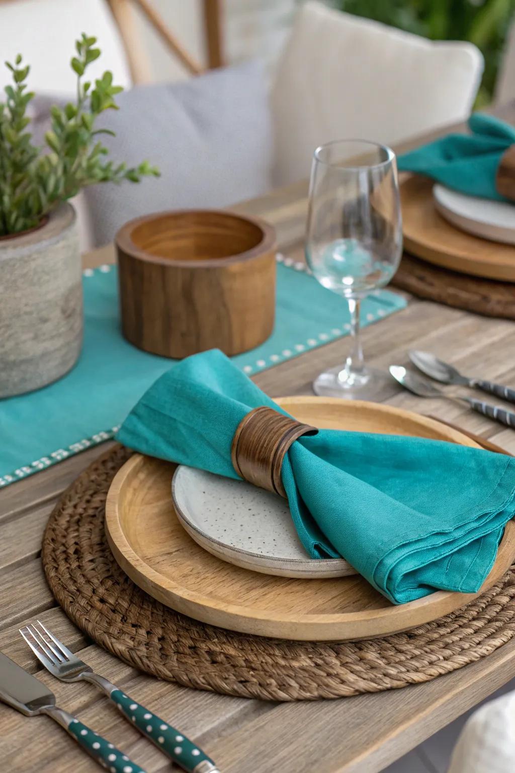 Blending materials adds texture and dimension to your cerulean decor.