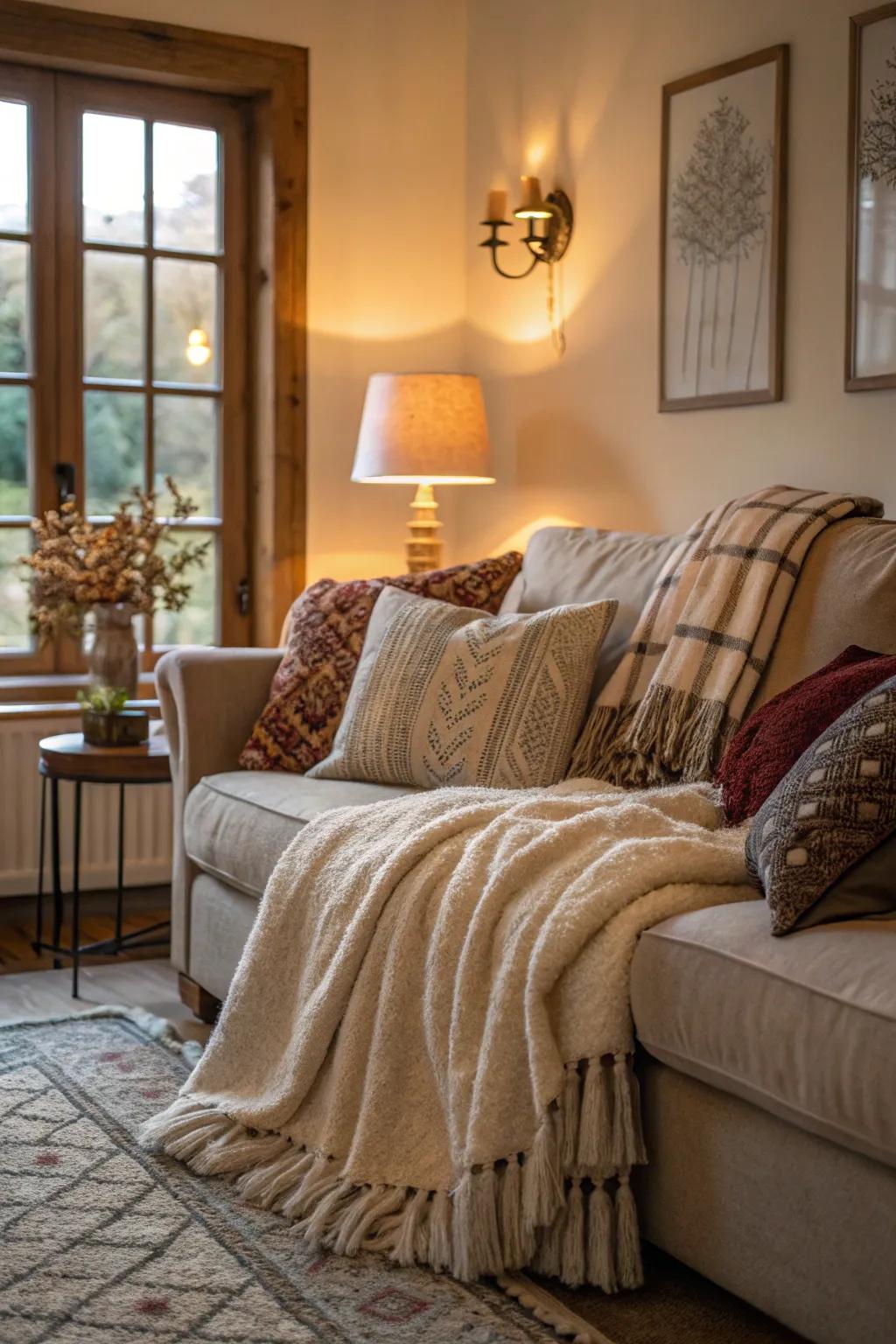 Plush covers add warmth and comfort to your Valentine’s setting.