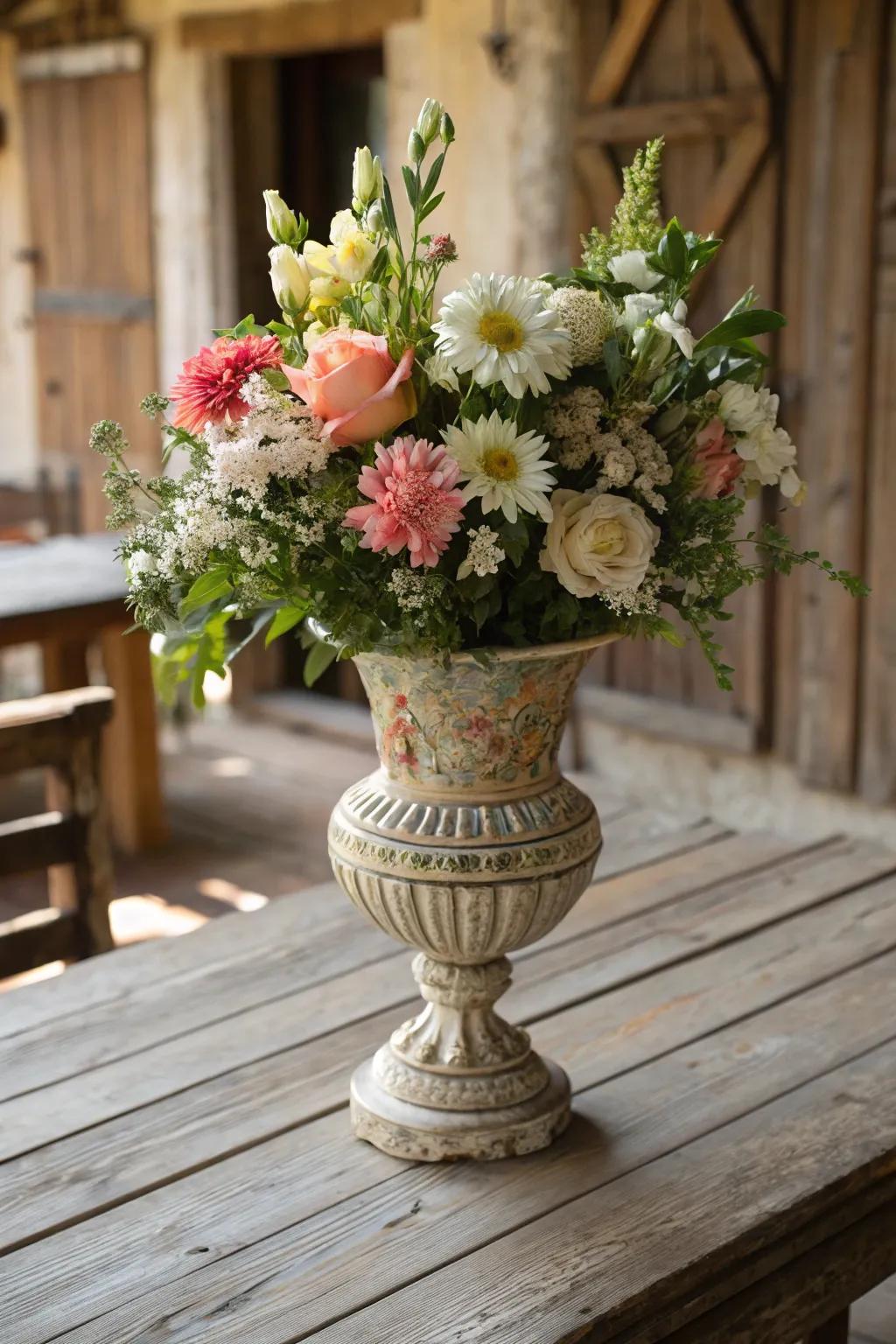 Vintage vases contribute timeless charm to modern settings.
