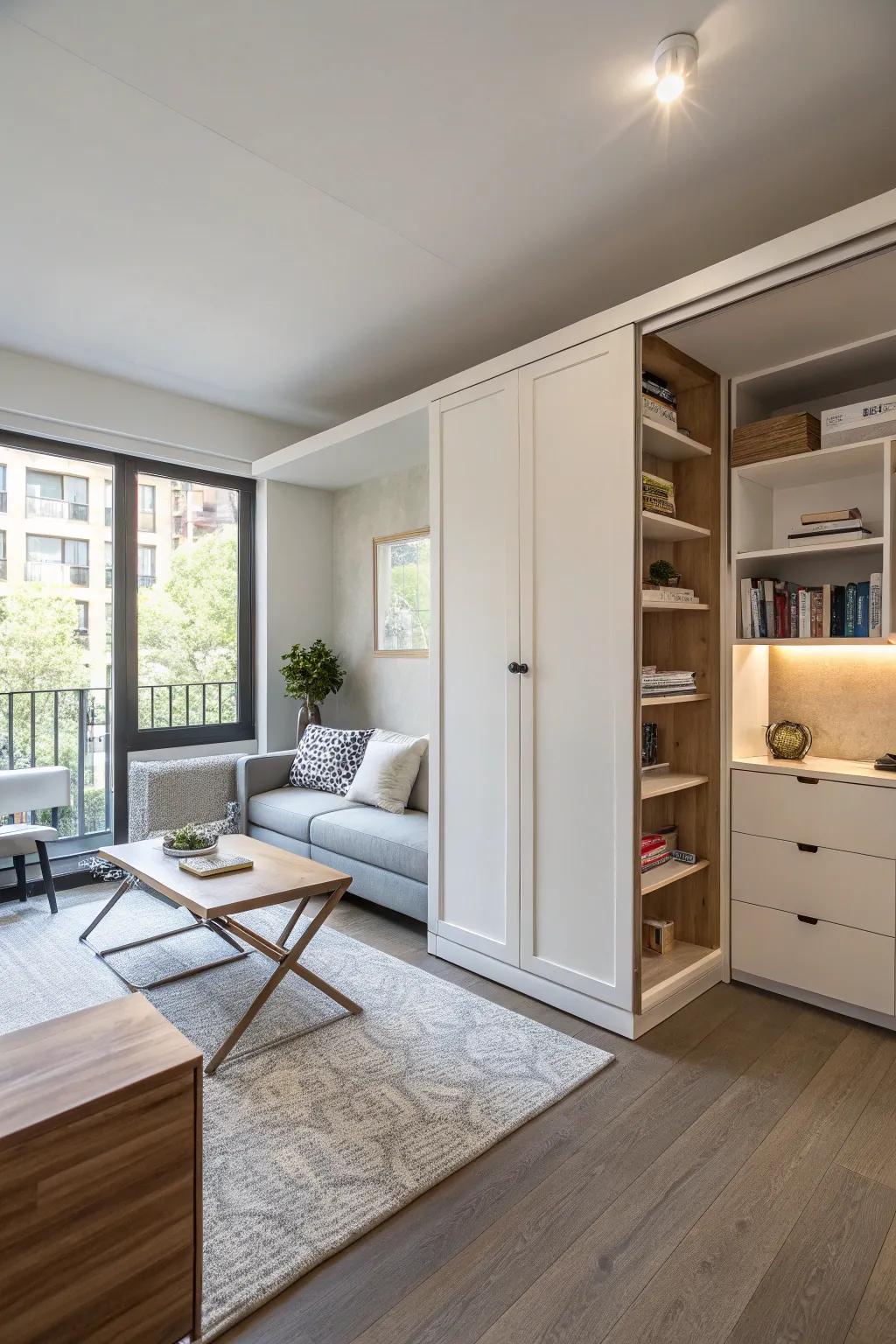 Expand your living space with a sleek disappearing bed.