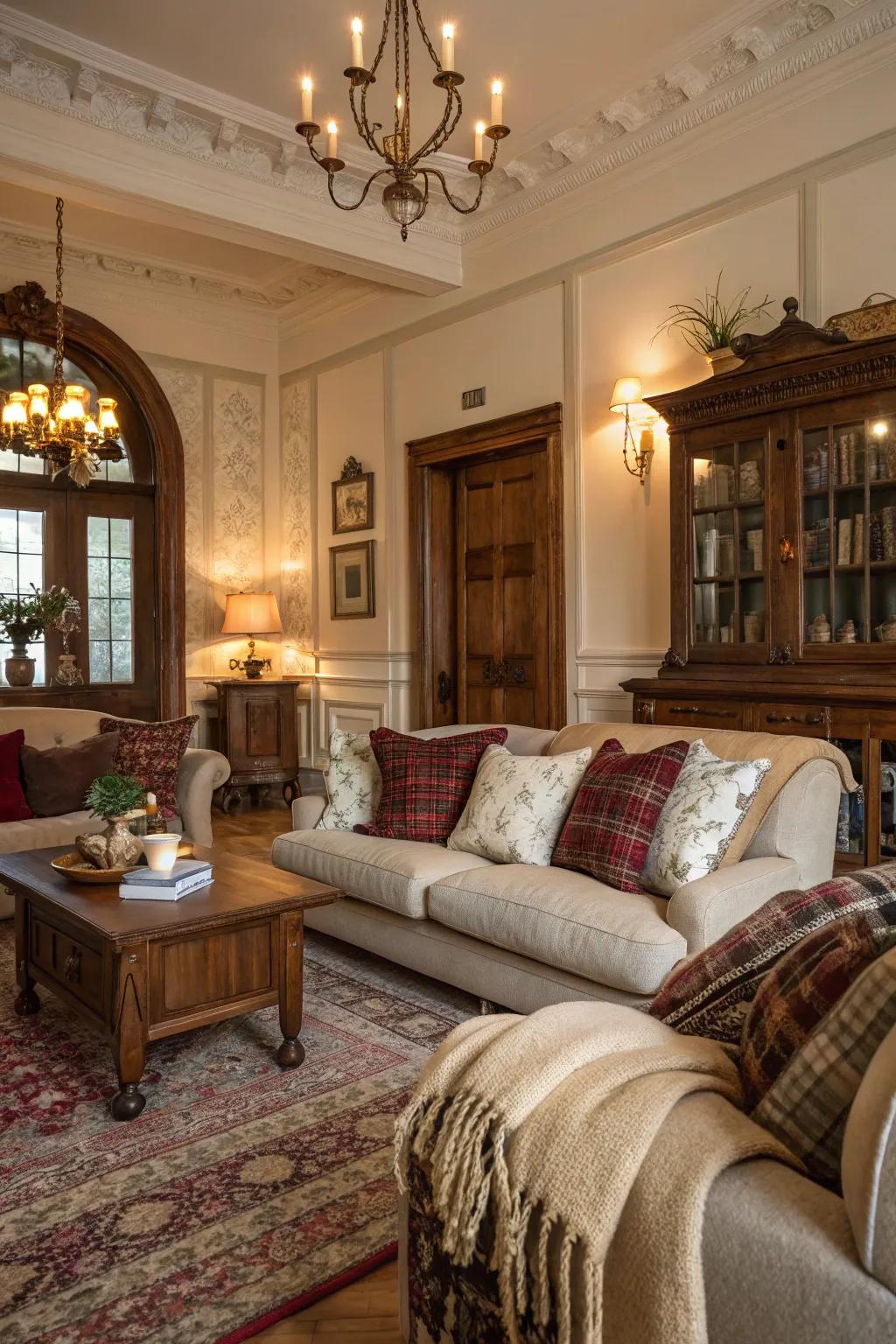 Plush accents contribute both solace and panache to the seating zone.