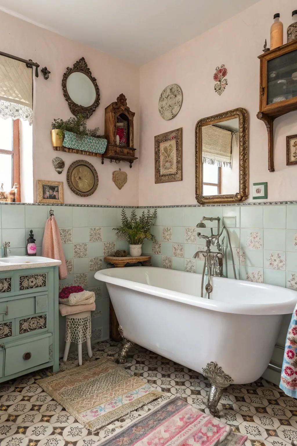 Varied accessories contribute a personal impression to retro bathrooms.