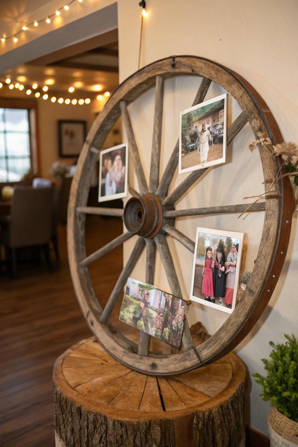 For treasured memories, a cartwheel turns into a lovely frame.