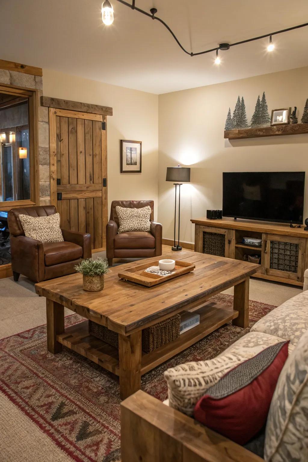 Country timber furniture adds character and warmth.