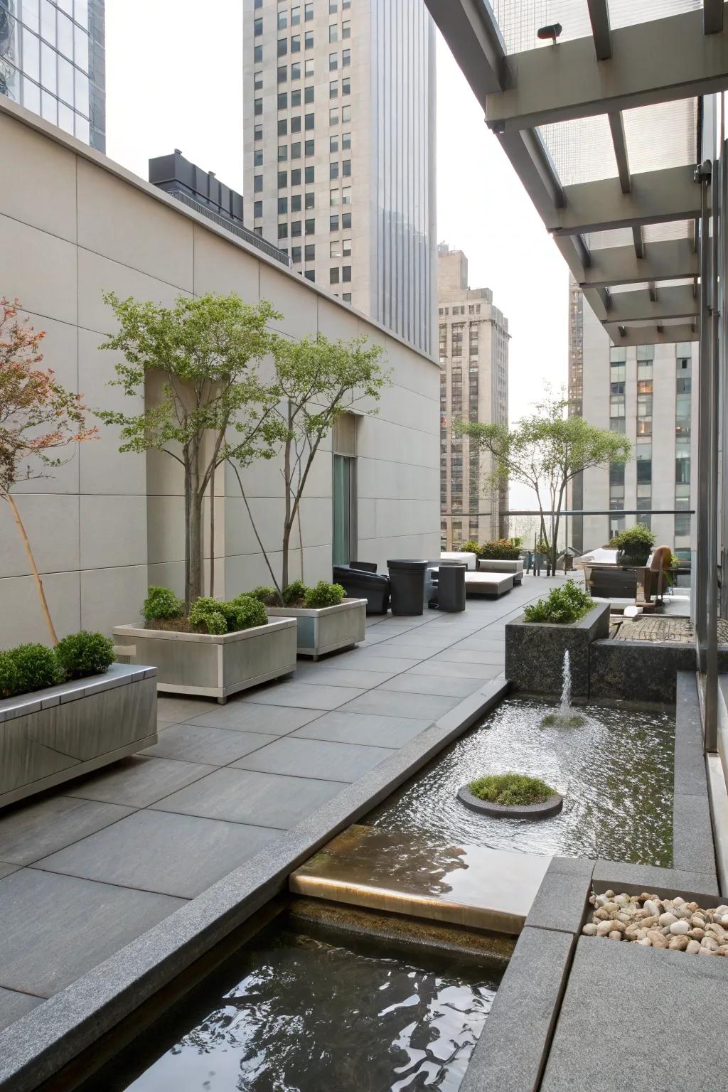 Contemporary water features with clean lines suit urban living aesthetics.