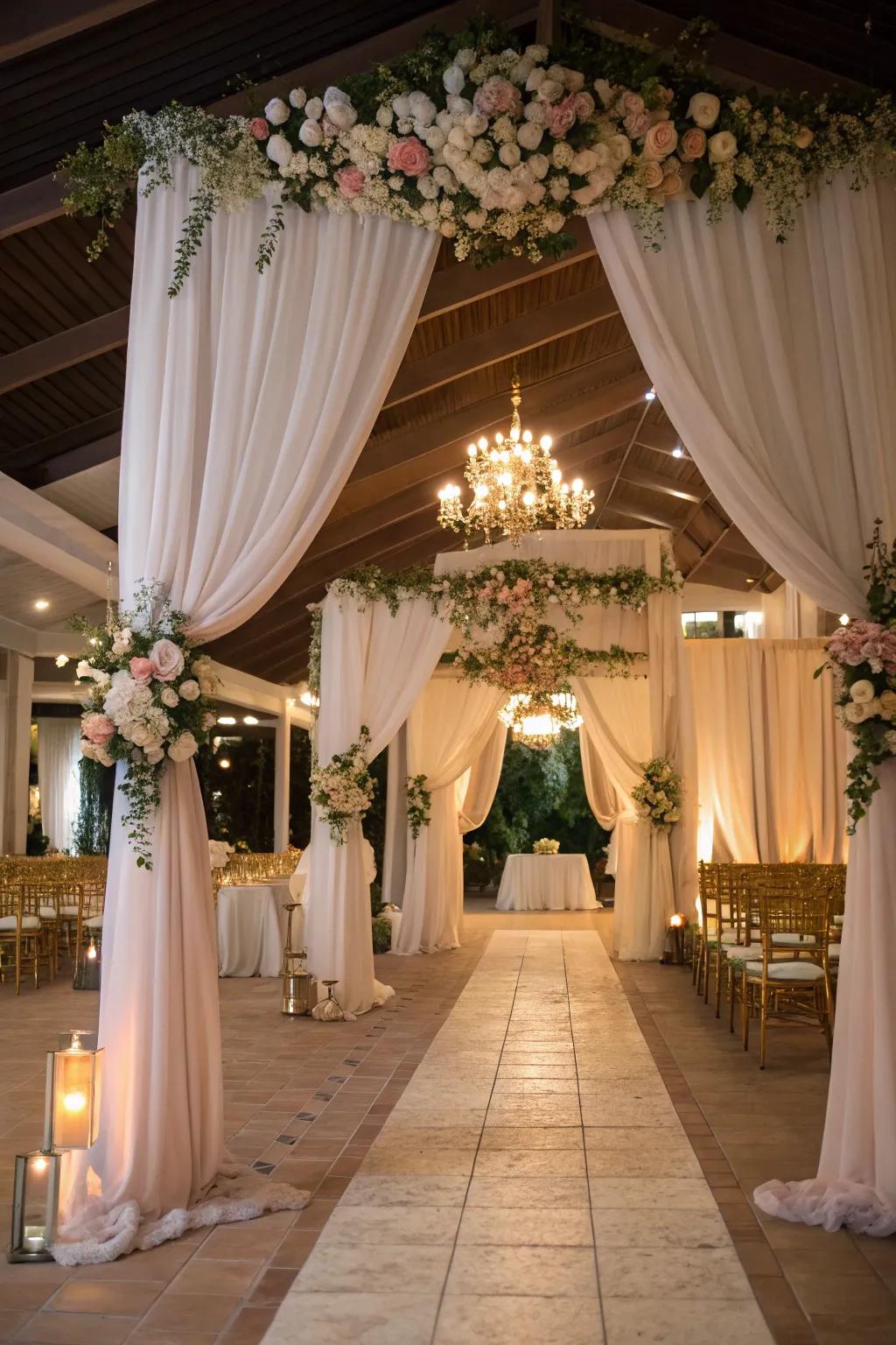 Improve your area using drapery decorated with heartfelt flower touches.