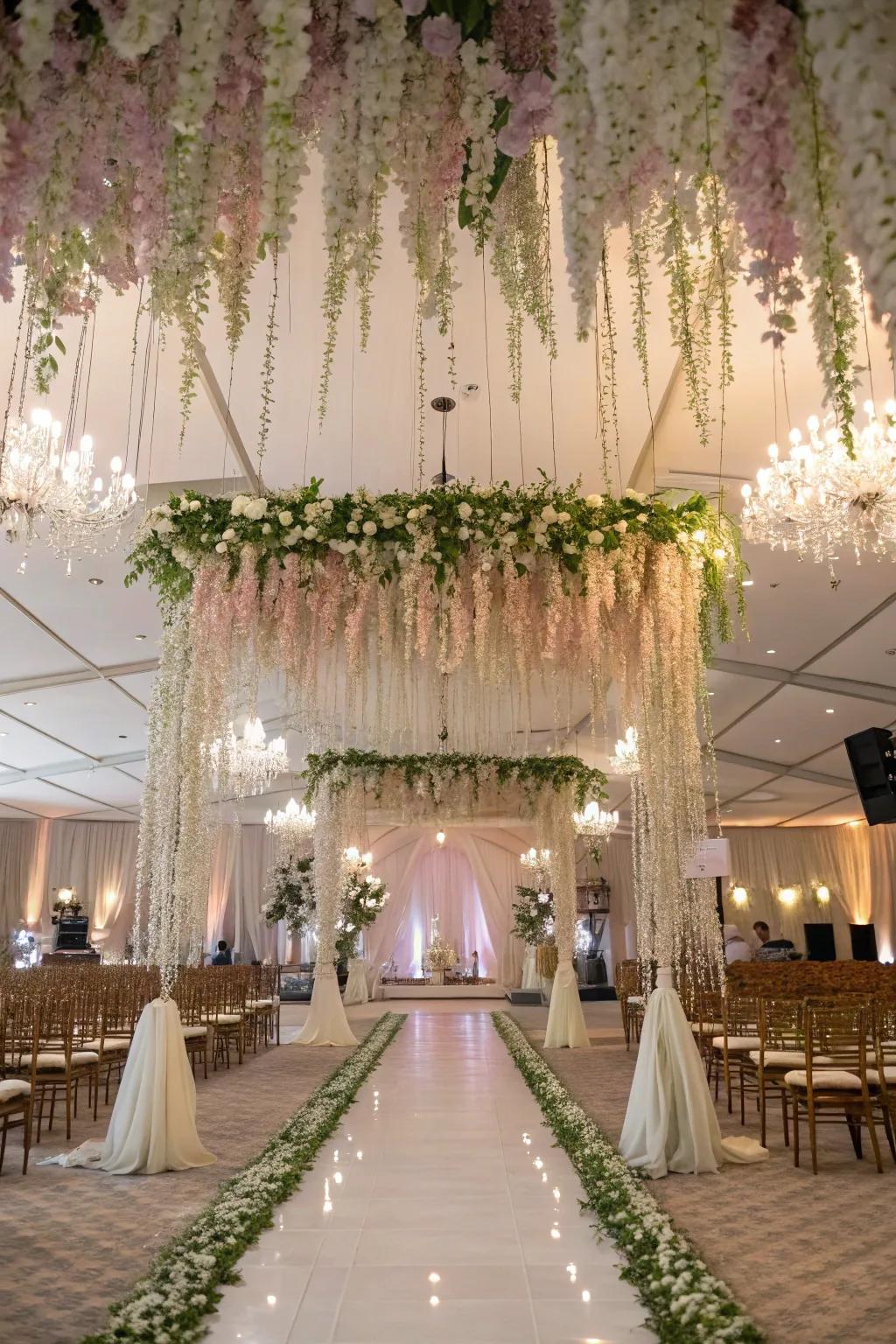 Hanging blooms introduce whimsy and enchantment.