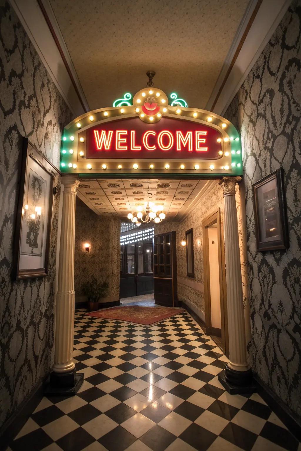 Inject vintage allure through a marquee.