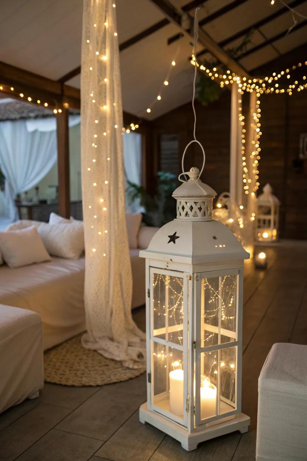 White lanterns that light up your holiday nights.