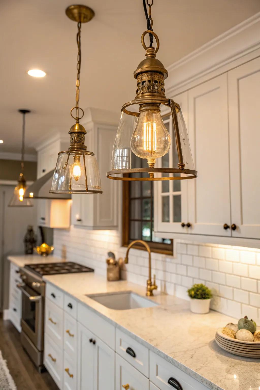 Period fittings introduce a hint of nostalgia to the culinary space.