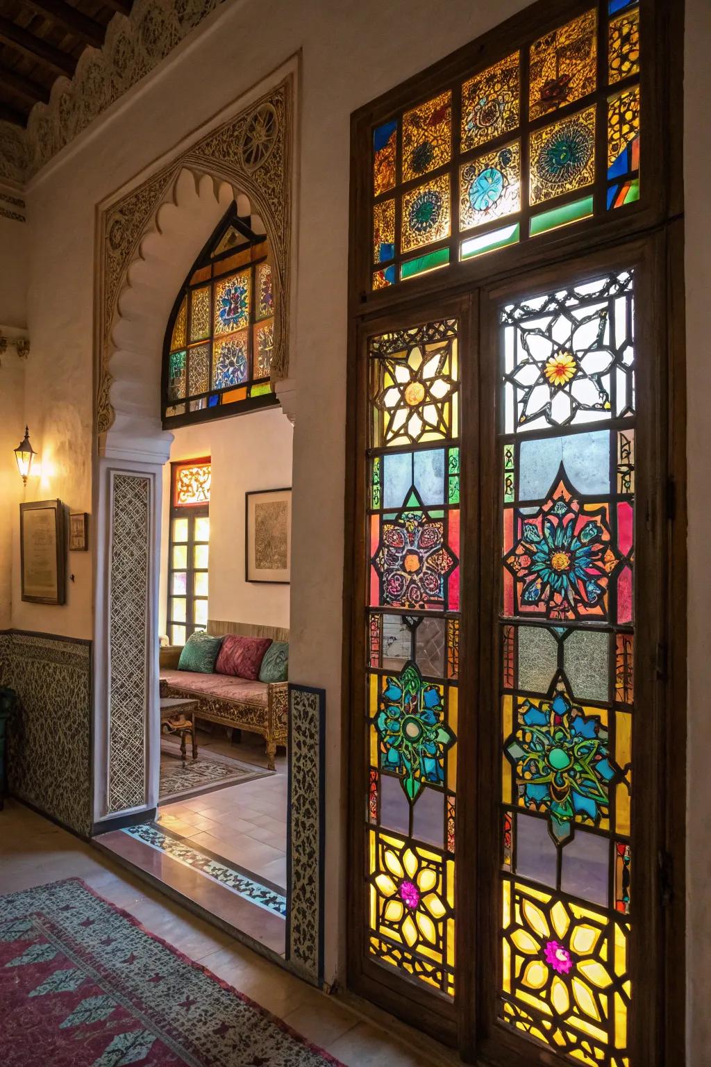 Enhance your windows with artistic colored glass panels.