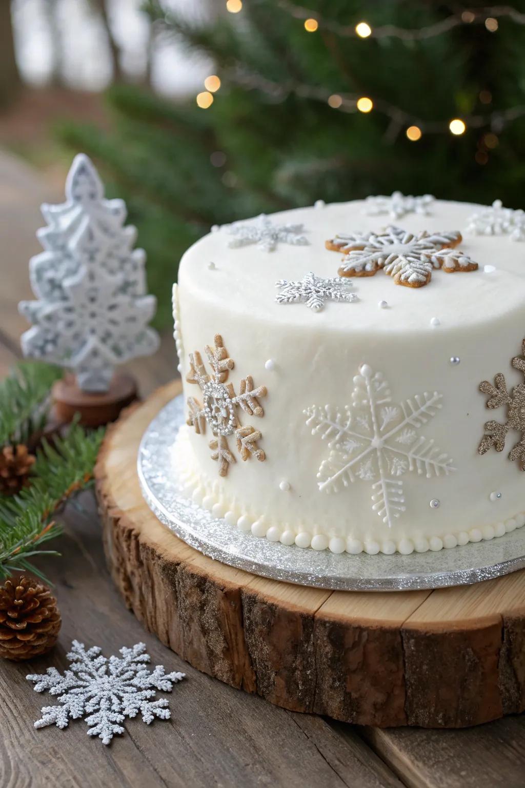 A stunning winter wonderland cake for a baby shower.