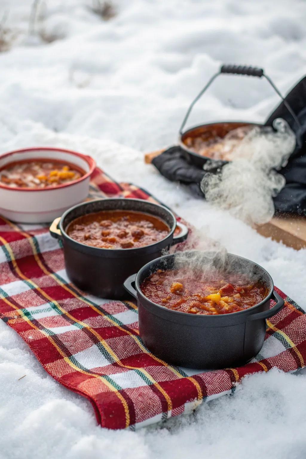 Full chili is a warm, fulfilling picnic dish.
