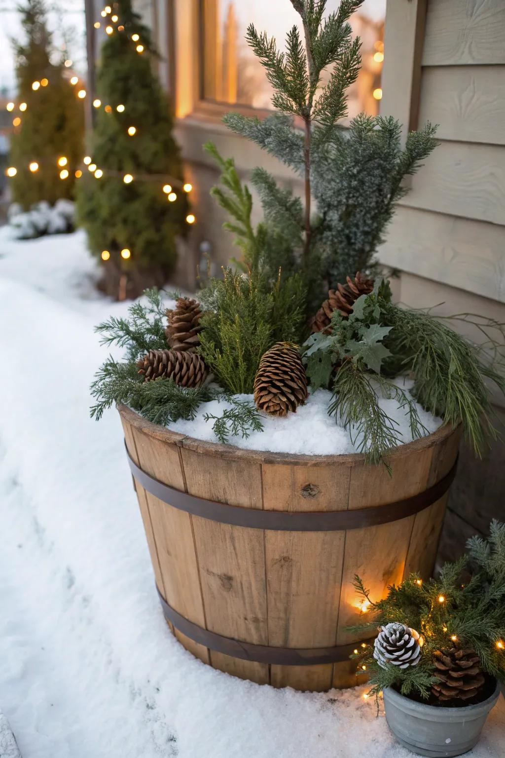 Unique containers bring character and charm to your winter displays.