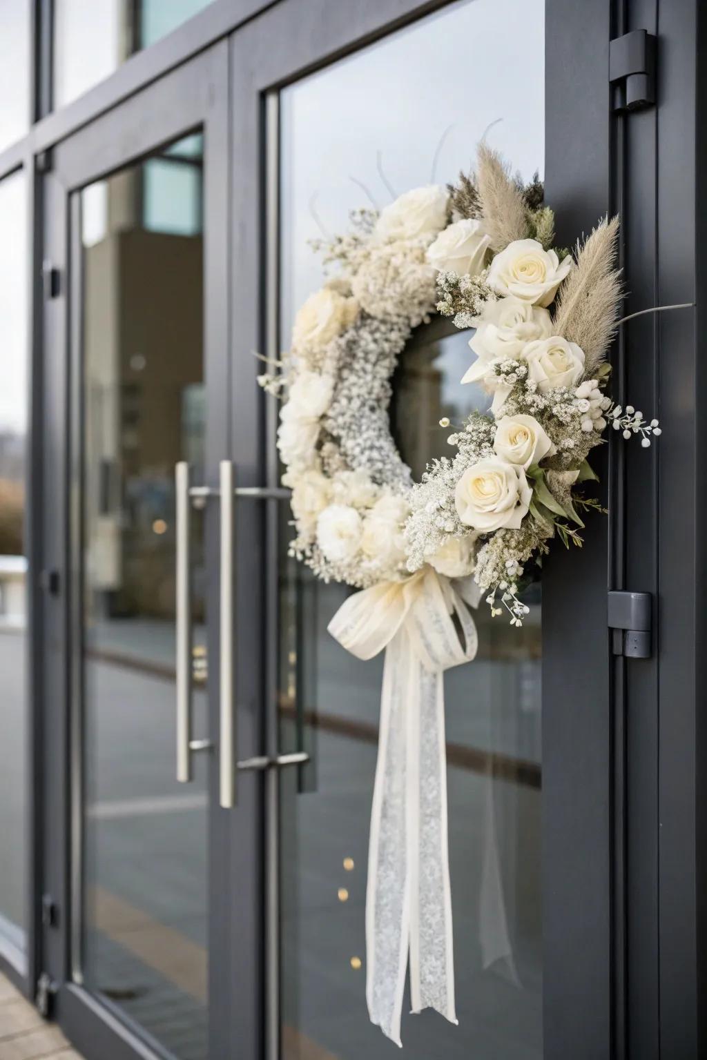This winter wreath has a tranquil and sophisticated feel thanks to monochrome tones.