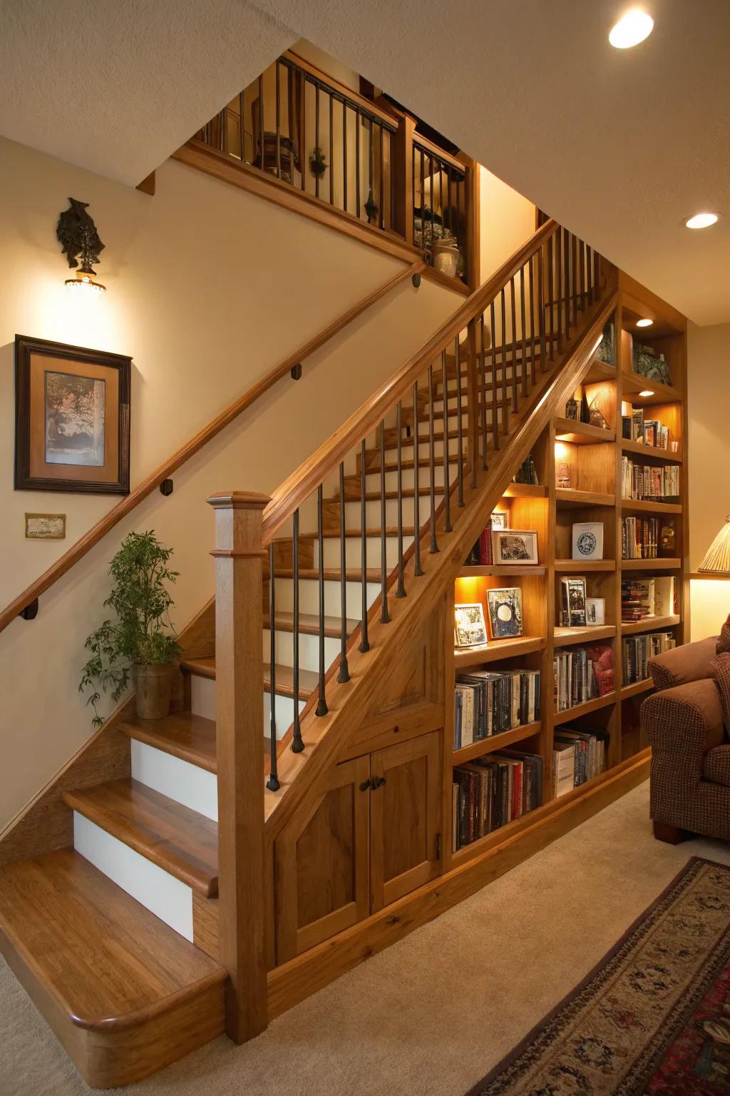 Useful layout: integrated racks in timber railing.