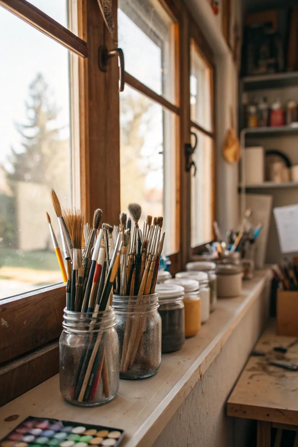 Jars used in new ways add charm and help you stay organized.