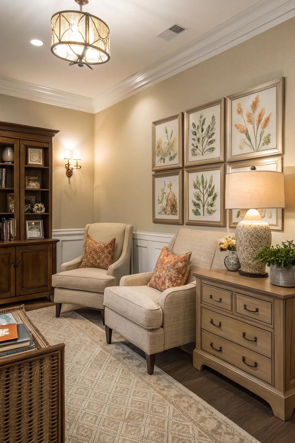 Visual harmony forms a balanced and harmonious space.