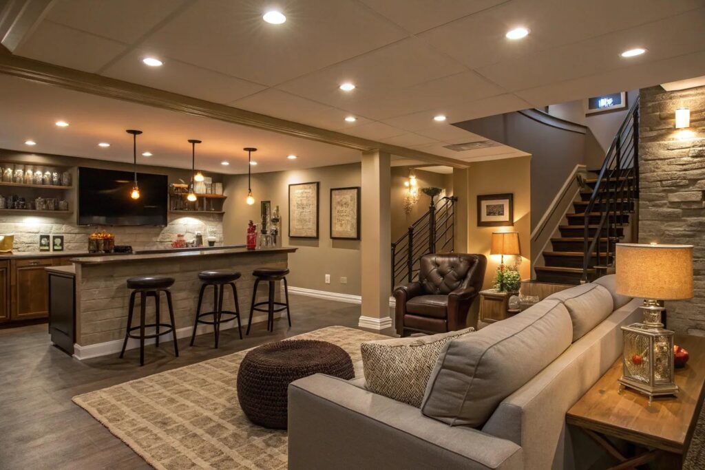 17+ Inspiring Modern Basement Lighting Ideas