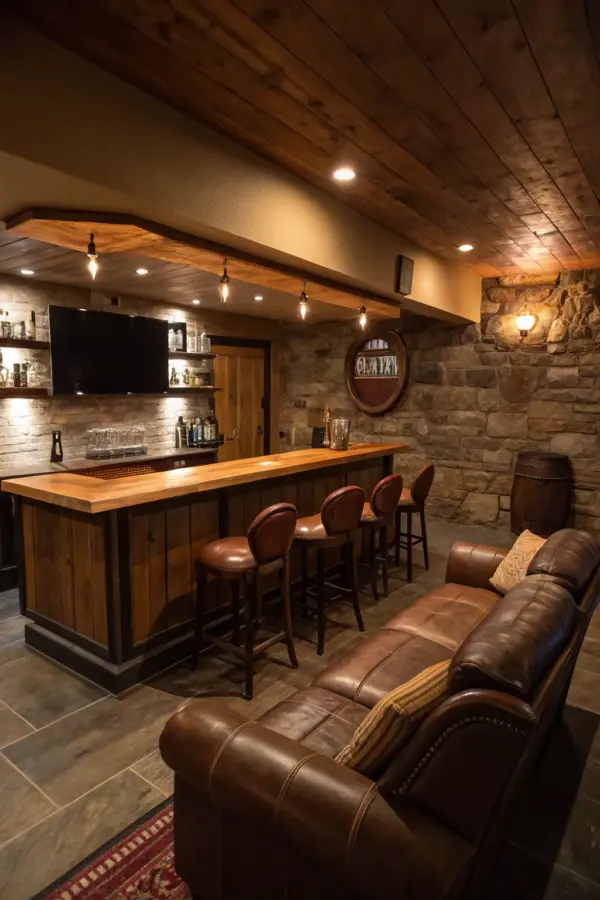 Unique Basement Bar Ideas with Rustic Flair