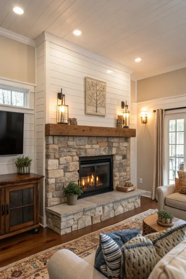 Refined Modern Fireplaces with Shiplap Accents