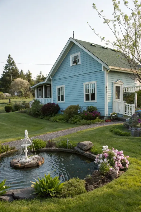 Creative Ways to Landscape Around a Blue House