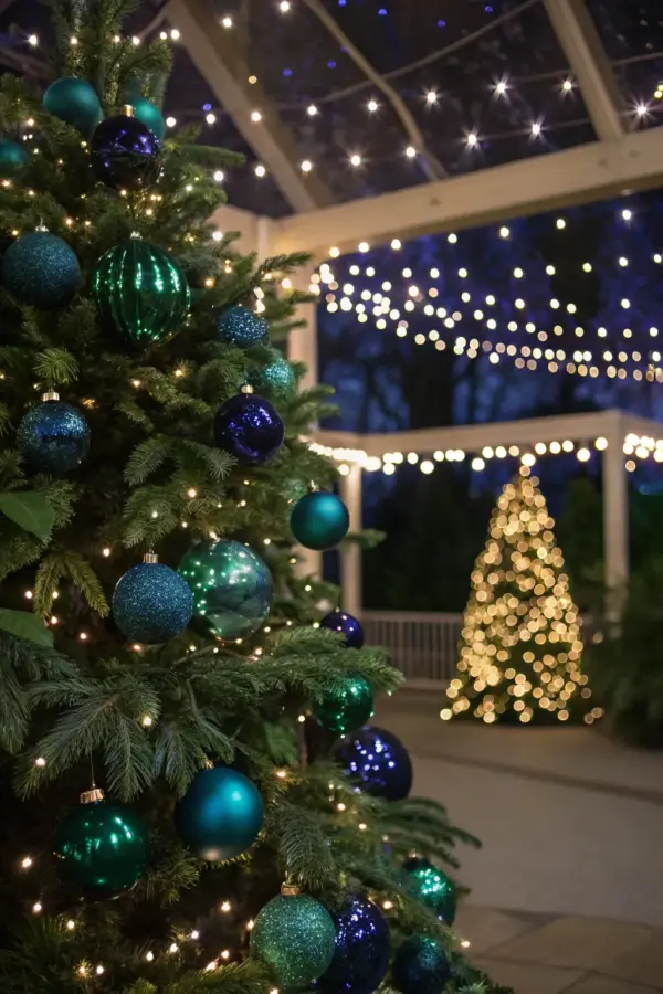 Festive Green and Blue Christmas Tree Decor Ideas