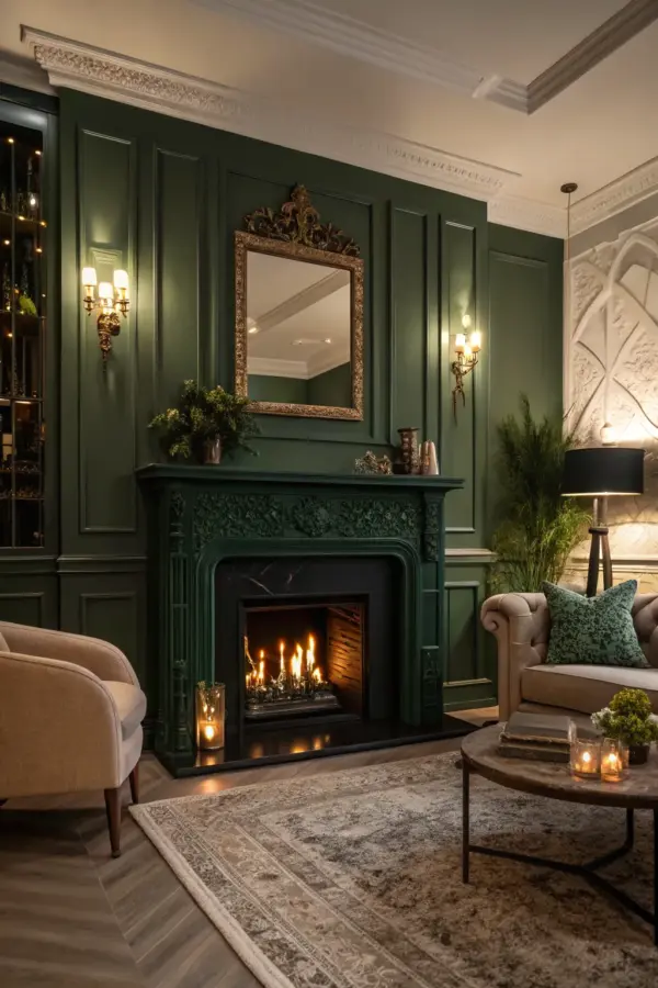 The Best Green Color Palettes for Fireplaces