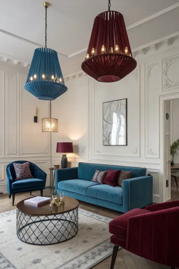 Creating a Cozy Burgundy and Blue Living Space