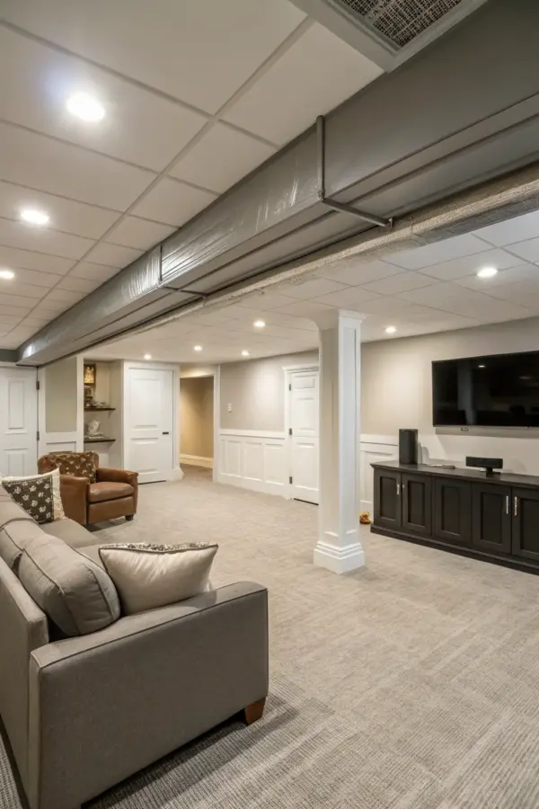 Modern Basement Ceiling Ideas to Hide Ductwork