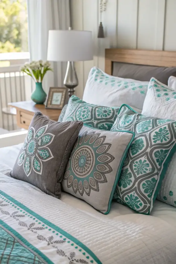 Turquoise and Grey Bedroom Inspiration