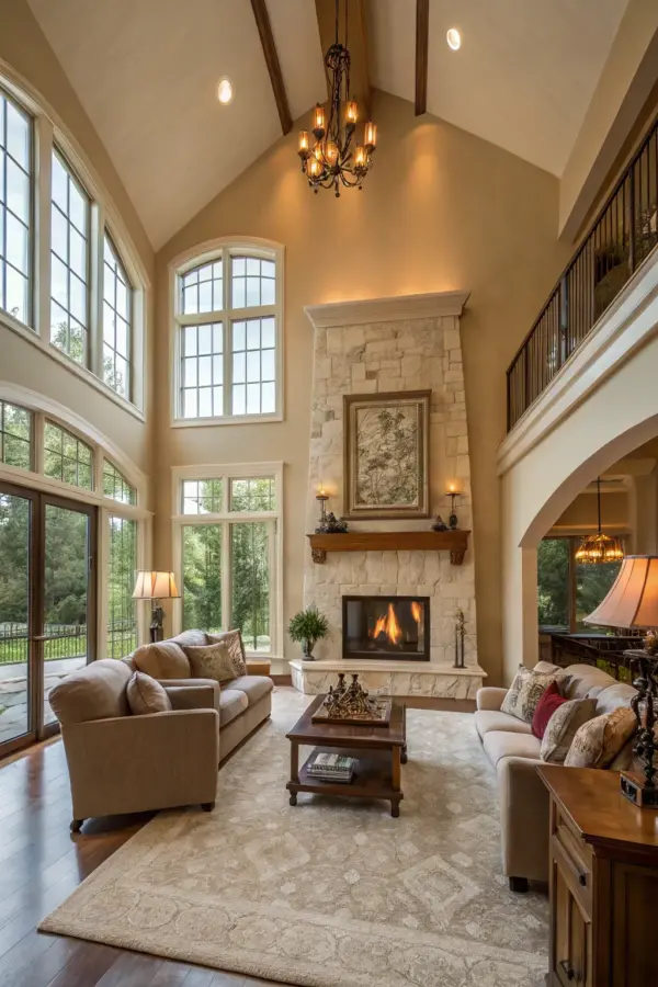 Creative Fireplace Wall Concepts for Tall Ceilings