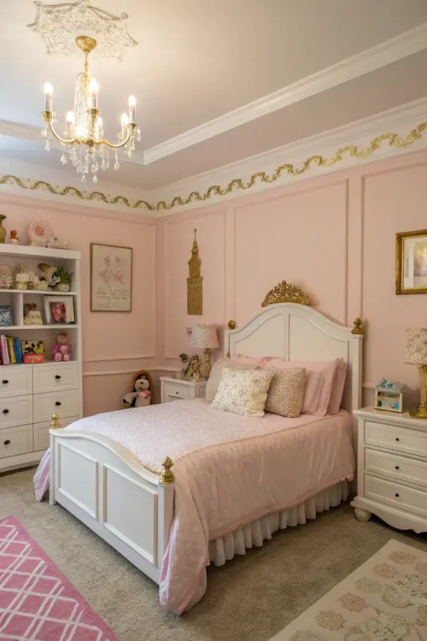 Whimsical Pink and Gold Bedroom Inspirations for Girls