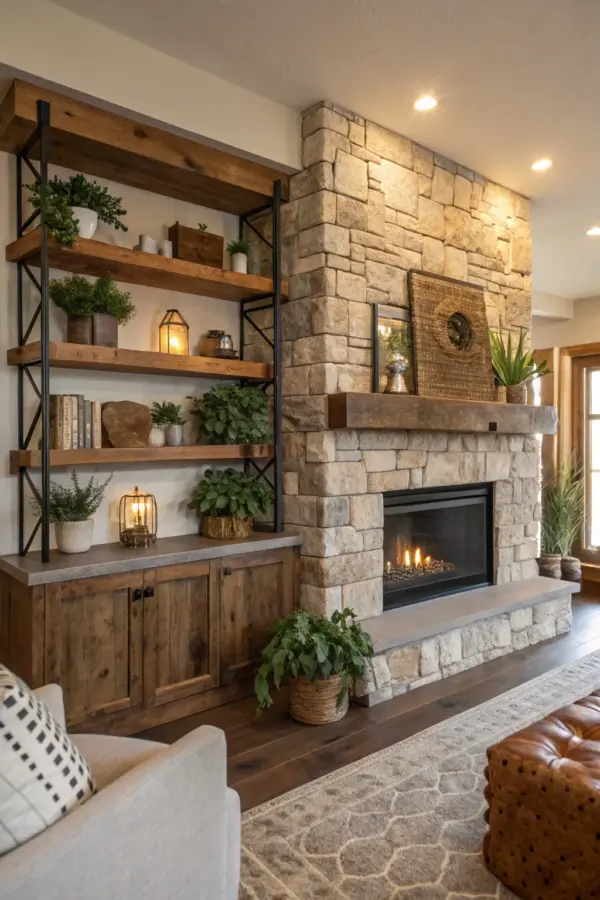Chic Ideas for Bookshelves Flanking a Fireplace