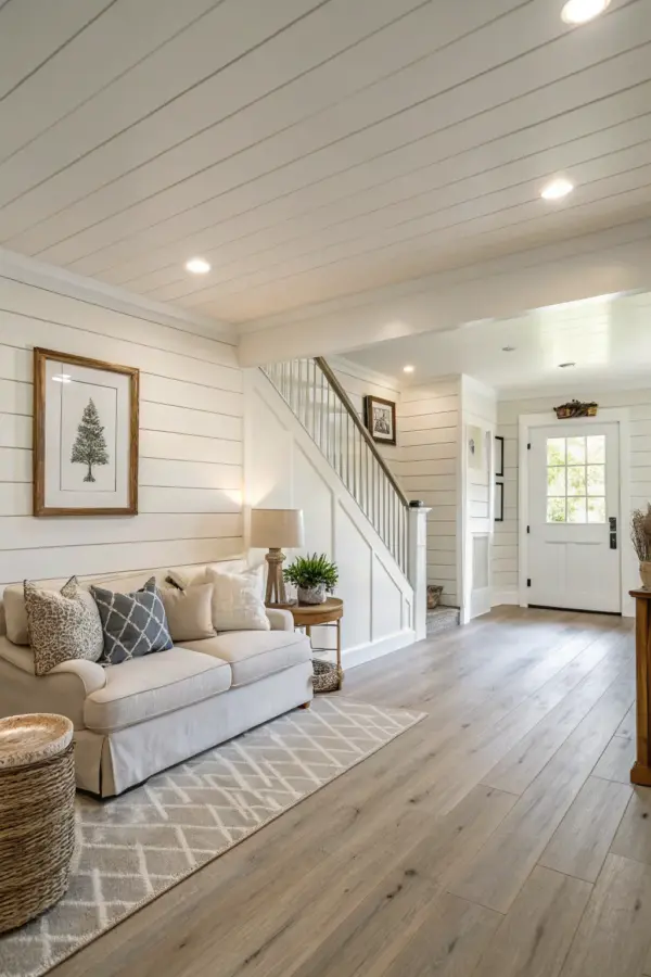 Designing a Basement with Modern Shiplap Charm