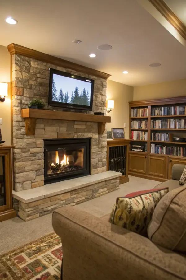Inviting Living Rooms with Fireplaces and TV Setups