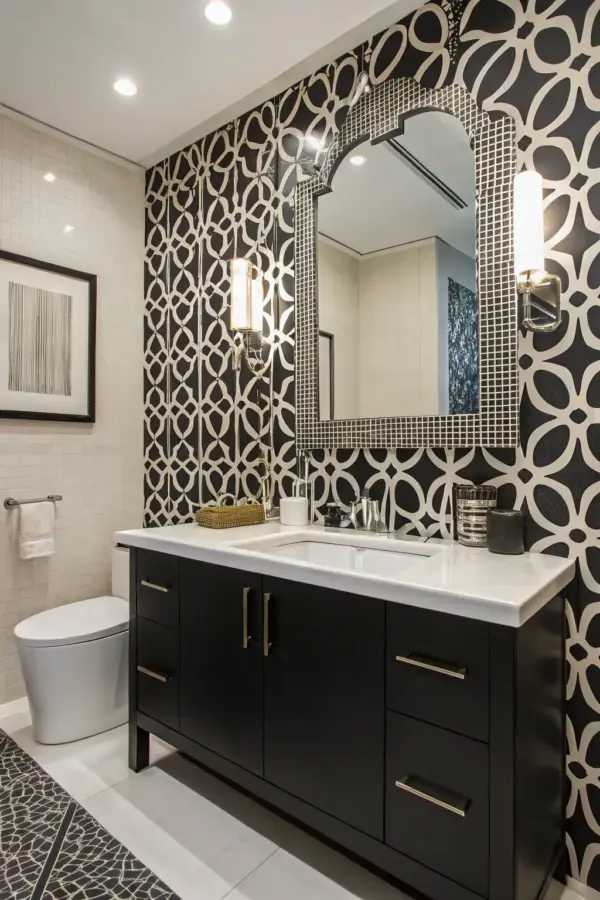 Modern Bathrooms in Black, Gray & White Tones