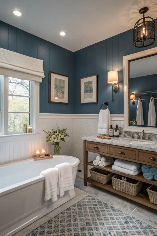How to Style a Bathroom with Two-Tone Walls