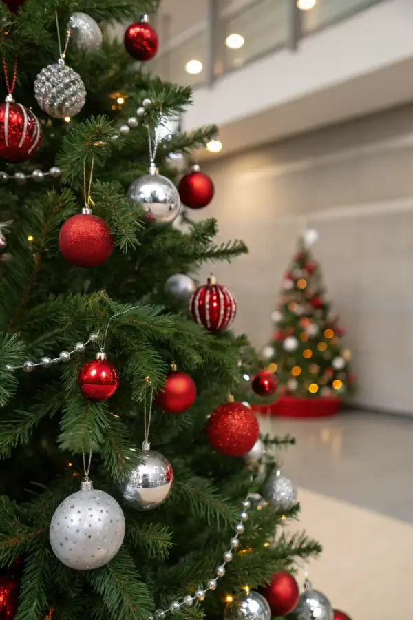 Elegant Silver & Red Christmas Tree Designs